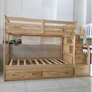 B165 Na : Giường 3 Tầng Cầu Thang Liên Hợp - 1m